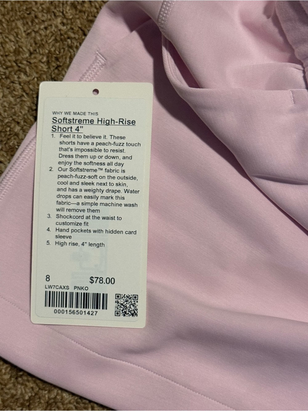 lululemon athletica Softstreme high rise short 4” pink organza NWT - Picture 3 of 5